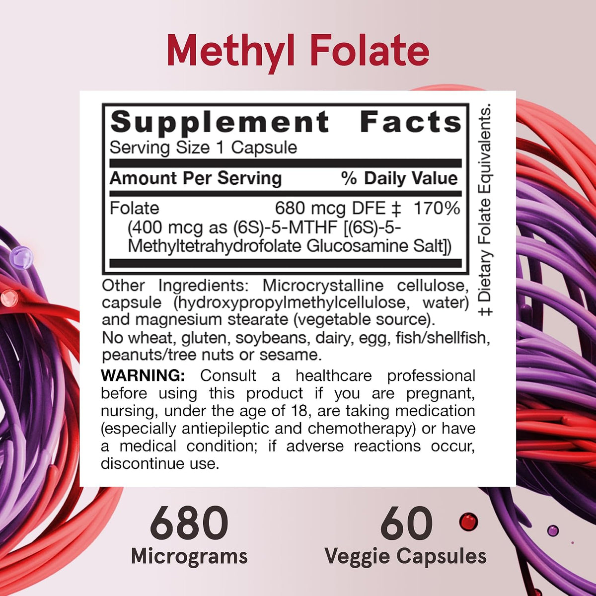 Jarrow Formulae Extra Strength Methyl Folate 400 mcg, Dietary Supplement for Homocysteine Metabolism & Psychological Function, 60 Vegetable Capsules, 60-Day Supply - görsel 6
