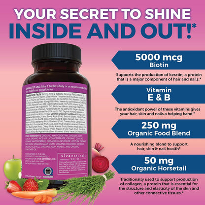 Viva Naturals Biotin 5000 mcg – Organic – Form and dosage: Biotin is available in various doses—5000 mcg is a – Image 5