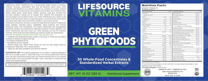 LifeSource Vitamins Green Phyto Foods 283 g - 27 Organic Vegetables - 72 Minerals