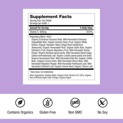 Dr. Schulze's C&F Herbal Shot - Organic Immune Support Extract, 266 ml (6 Servings)