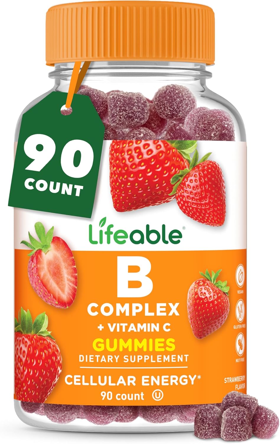 Lifeable Vitamin B Complex Gummies with Vitamin C for Adults – Vegan, 90 Gummies - görsel 1