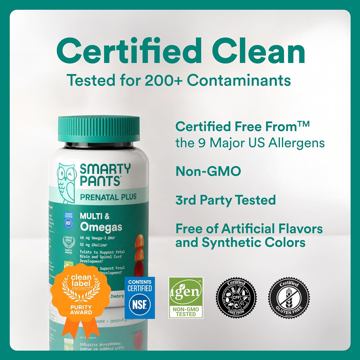SmartyPants Prenatal Multivitamin Gummies with Omega-3 DHA/EPA, Methylfolate, Biotin, Vitamins D3, C, B12, B6, A, K, and Zinc, Gluten-free, Clean Labelled, Two Fruit Flavours, 90 Gummies (30 Day Supply) - görsel 8