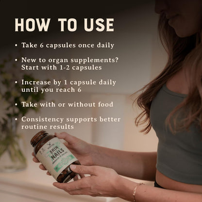 Heart & Soil – 100% Grass Fed & Finished Hair Skin and Nails Supplement – 180 Capsules