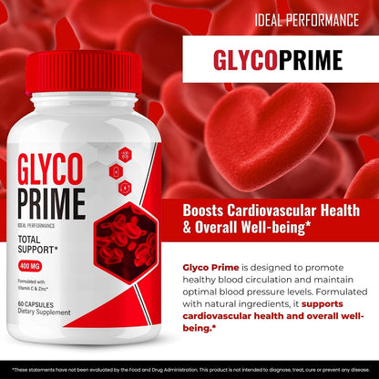 Glyco Prime Advanced Blood Formula Capsules - Maximum Strength, All-Natural Support for Normal Circulation and Stable Blood Levels (2 Pack)