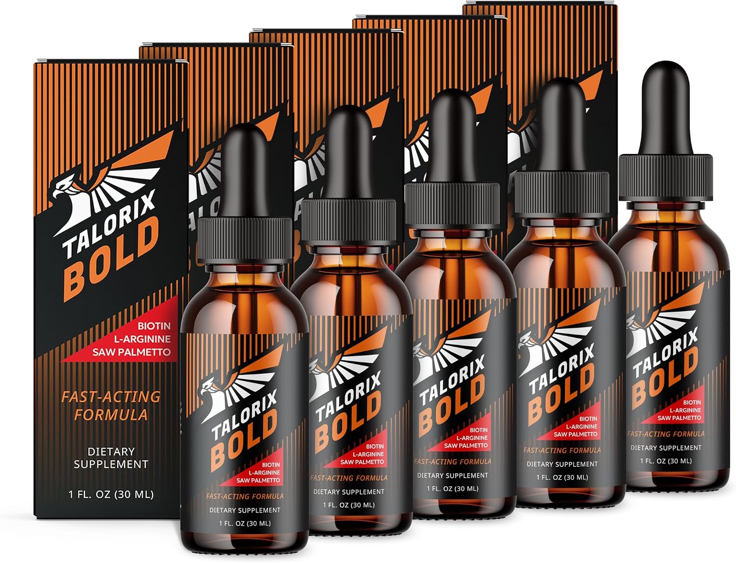 Talorix Bold Vitamin Drops for Men - Biotin, Saw Palmetto, L-Arginine, 5 Pack - görsel 1