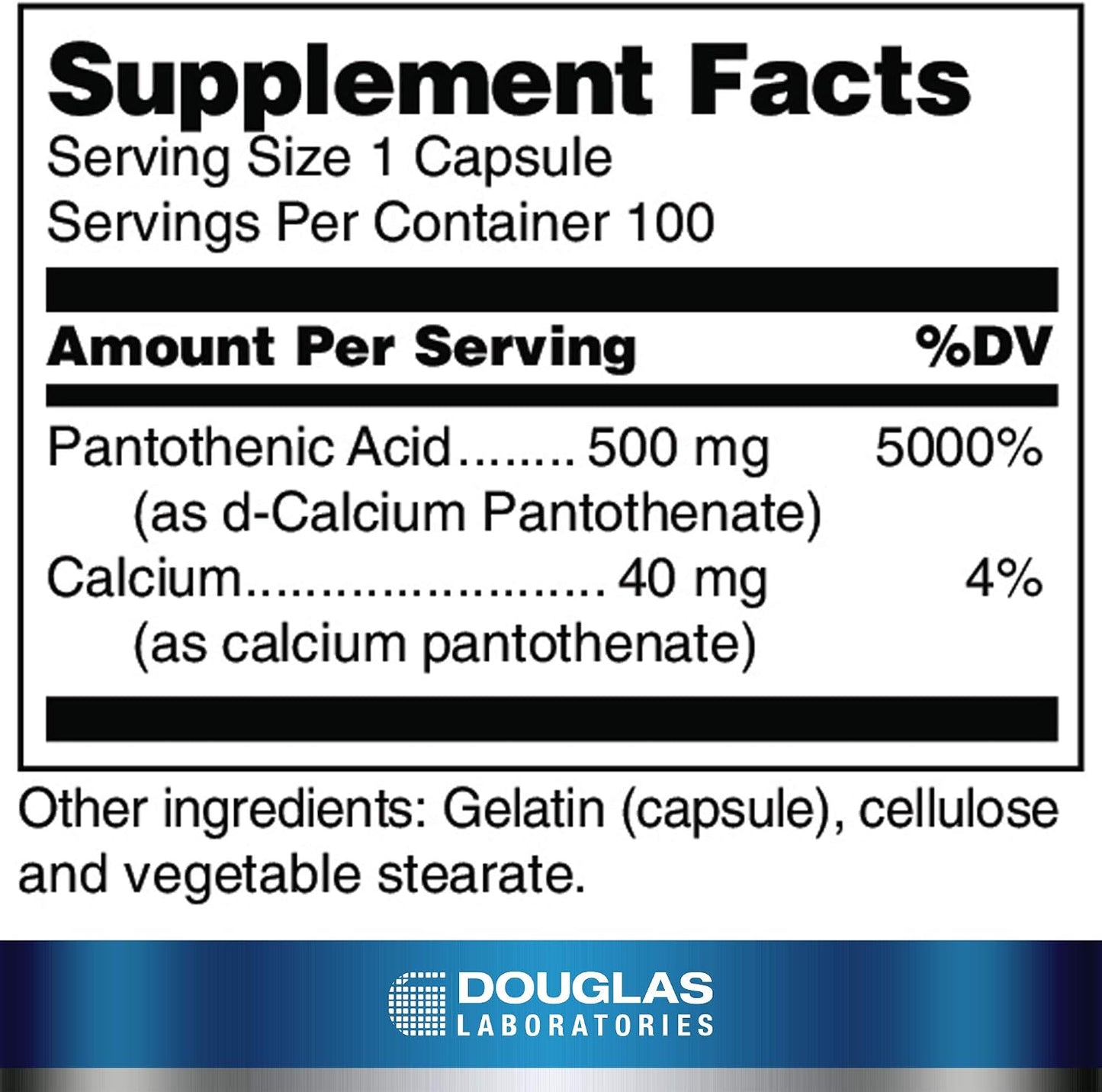 Douglas Laboratories Pantothenic Acid 500 mg | Vitamin B5 to Support Normal Energy Metabolism | 100 Capsules - görsel 2
