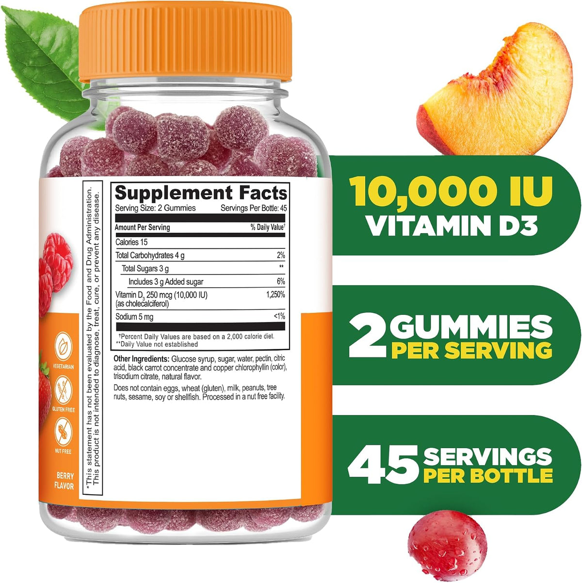 Lifeable Vitamin D3 10000IU Gummies for Bone Health and Immune Support - 90 Gummies - görsel 2