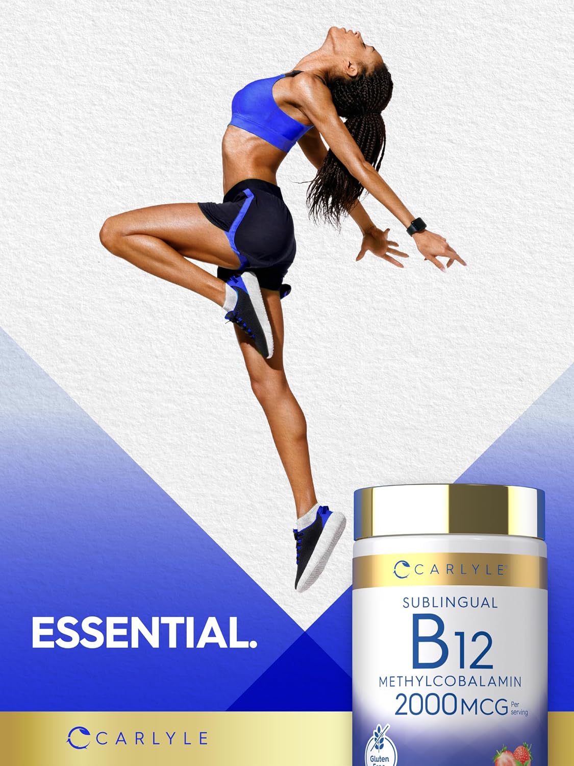 Carlyle B12 Vitamin 2000 mcg - Sublingual Methylcobalamin Fast Dissolve Tablets, Berry Flavour, 240 Count - görsel 6
