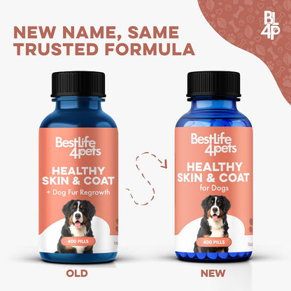 Natural Dog Skin and Coat Supplement – Gentle Itch Relief & Shedding Support – 400 Tiny Odourless Pills