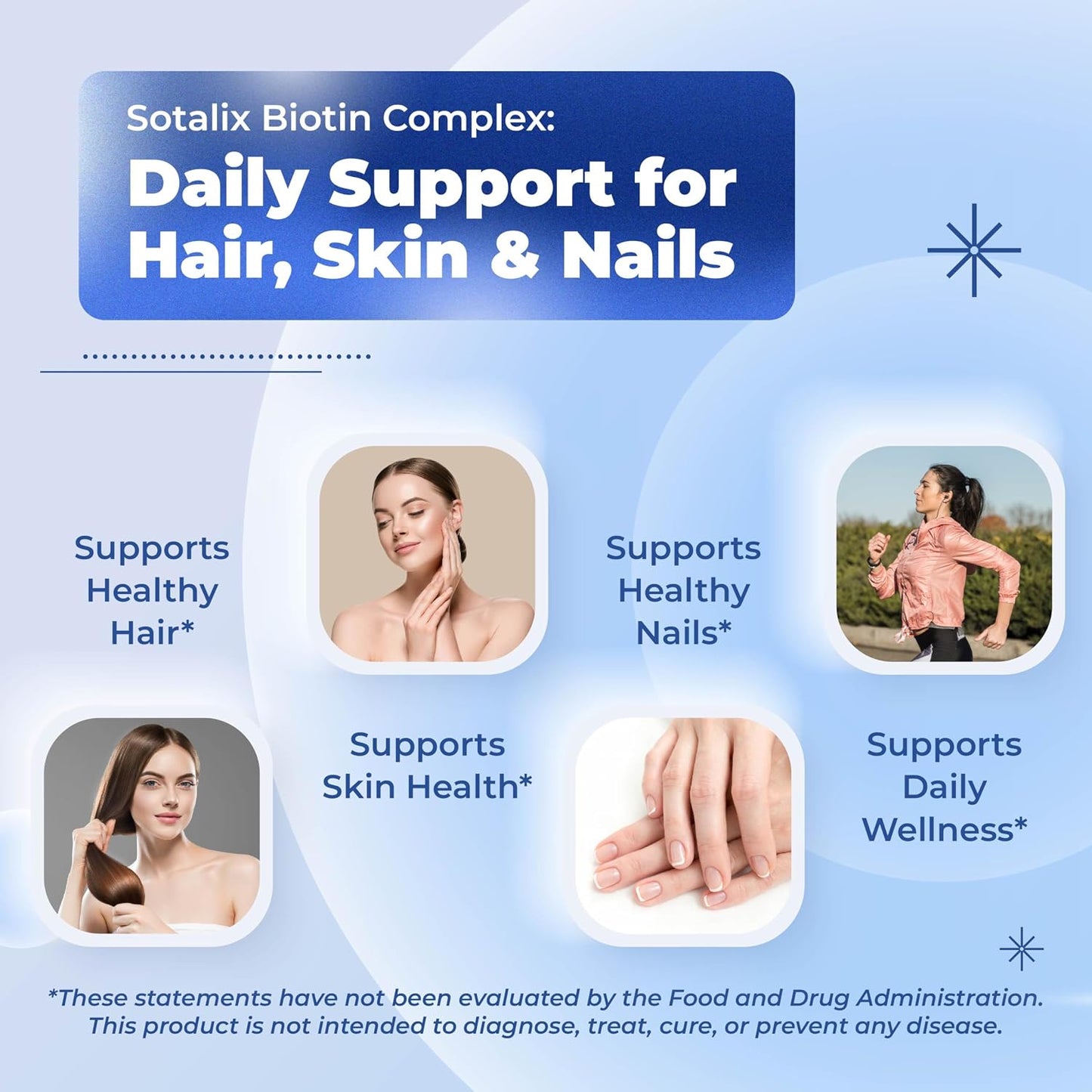 SOTALIX Biotin with Collagen + Keratin, Horsetail & Saw Palmetto - Hair, Skin & Nails Support (180-Day Supply) - görsel 3