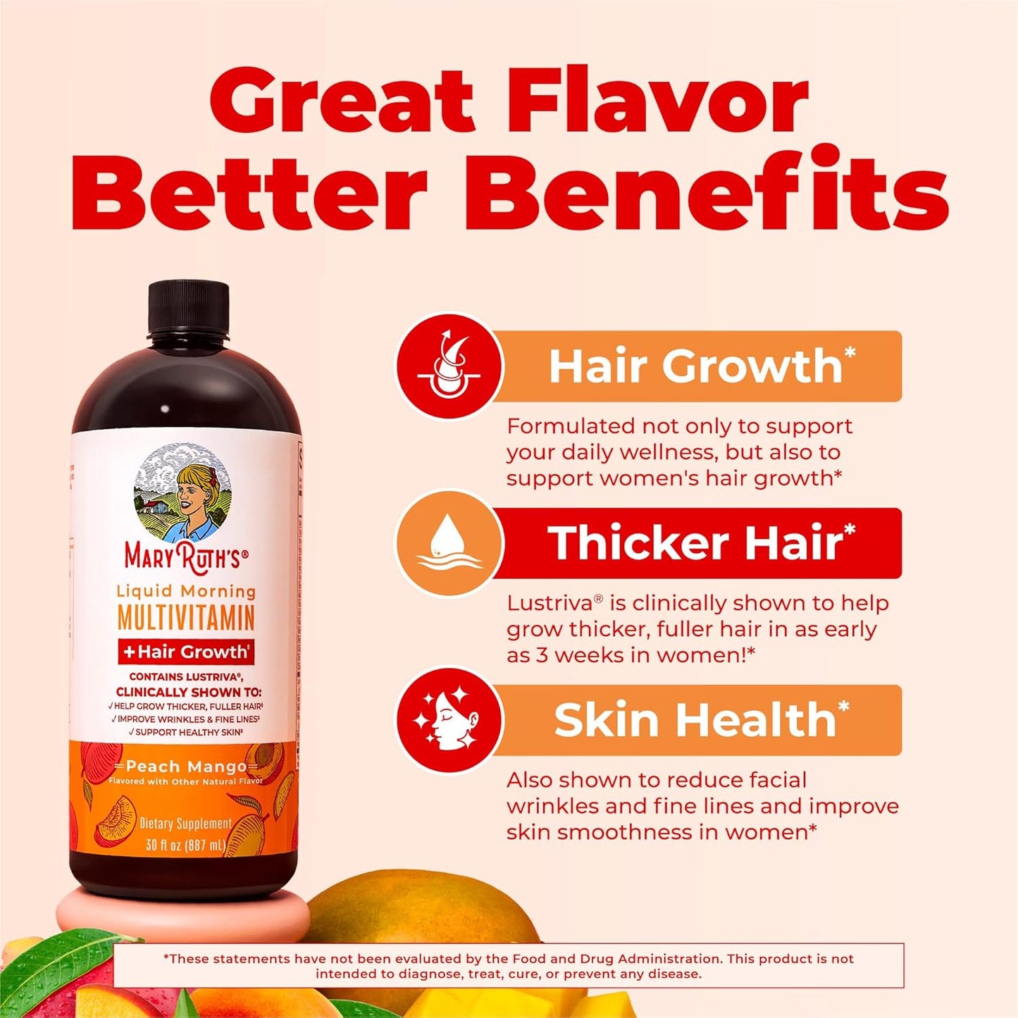 MaryRuth's Liquid Multivitamin + Hair Growth with Biotin 10,000mcg, 887 ml - görsel 5