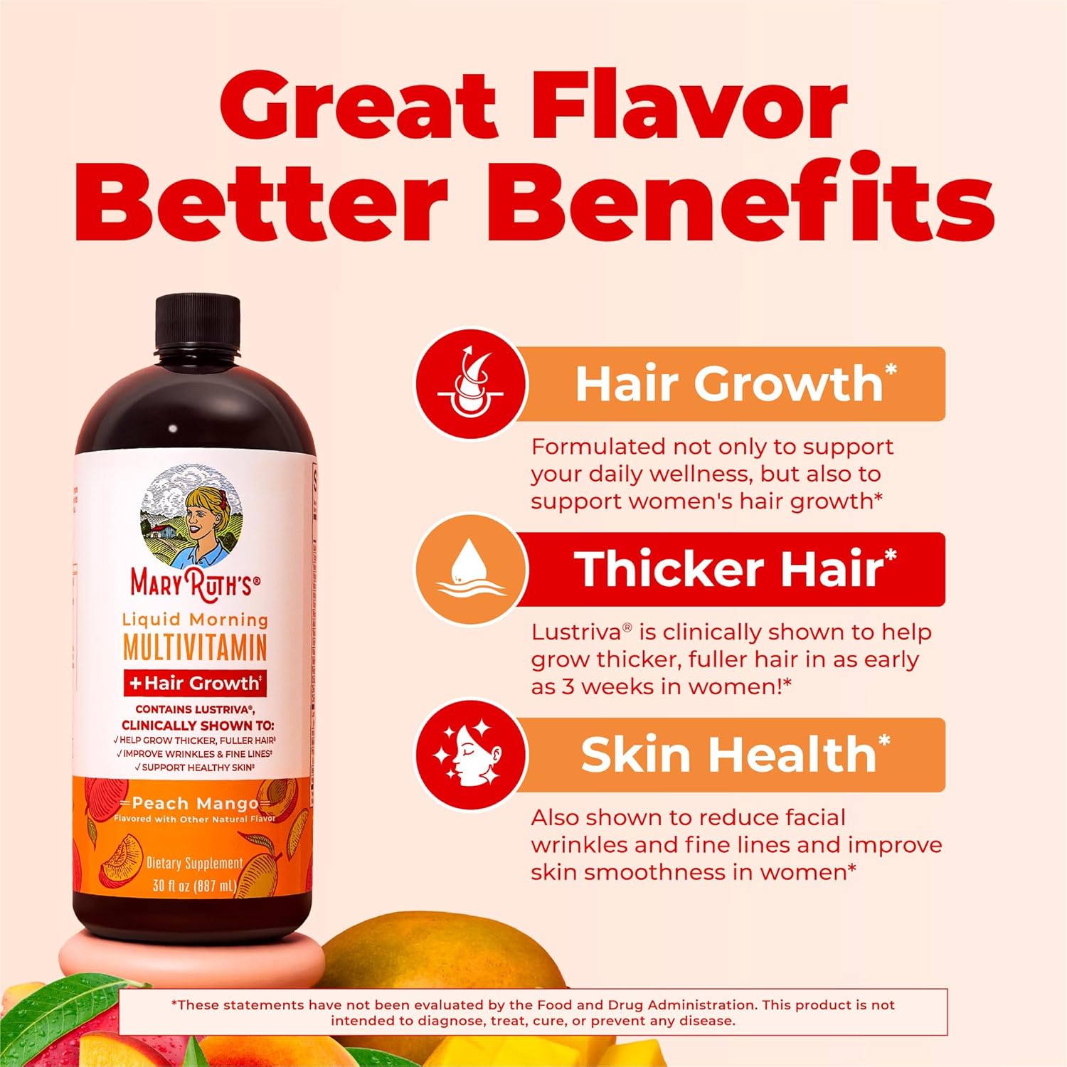 MaryRuth's Liquid Multivitamin + Hair Growth with Biotin 10,000mcg, 887 ml - görsel 5