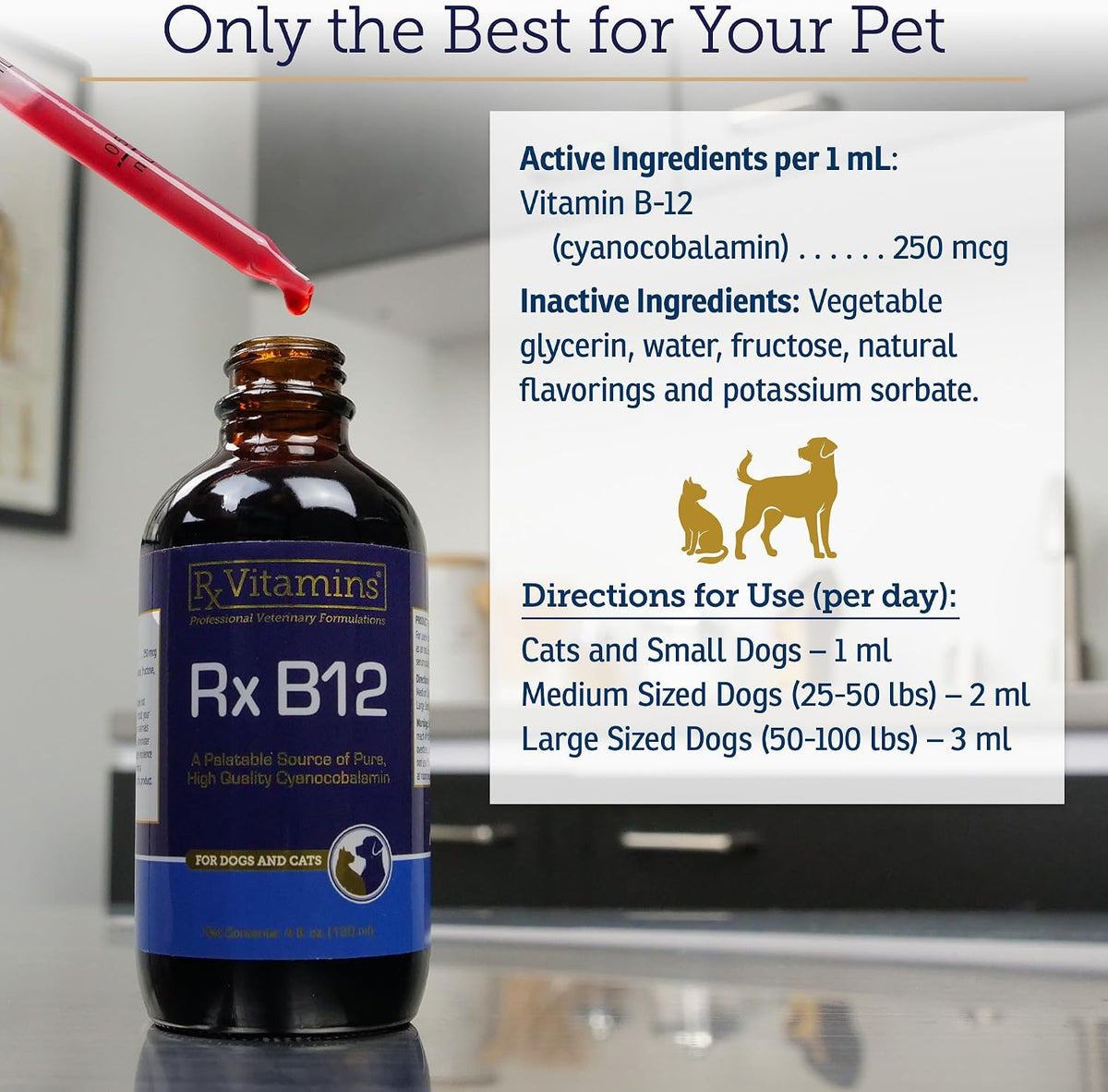 RX Vitamins B12 for Dogs and Cats - Liquid Vitamin B12 Supplement (118 ml) - görsel 6