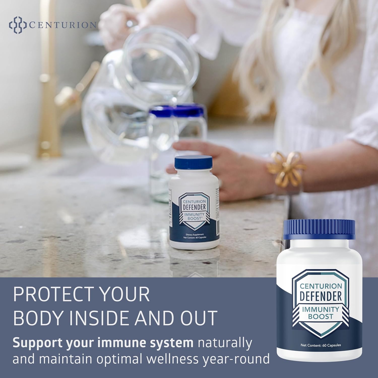 Centurion Labs Defender Immunity Boost: 5-in-1 Comprehensive Blend of Quercetin, Zinc, Vitamin D, Vitamin C and Copper, 60 Capsules - görsel 3