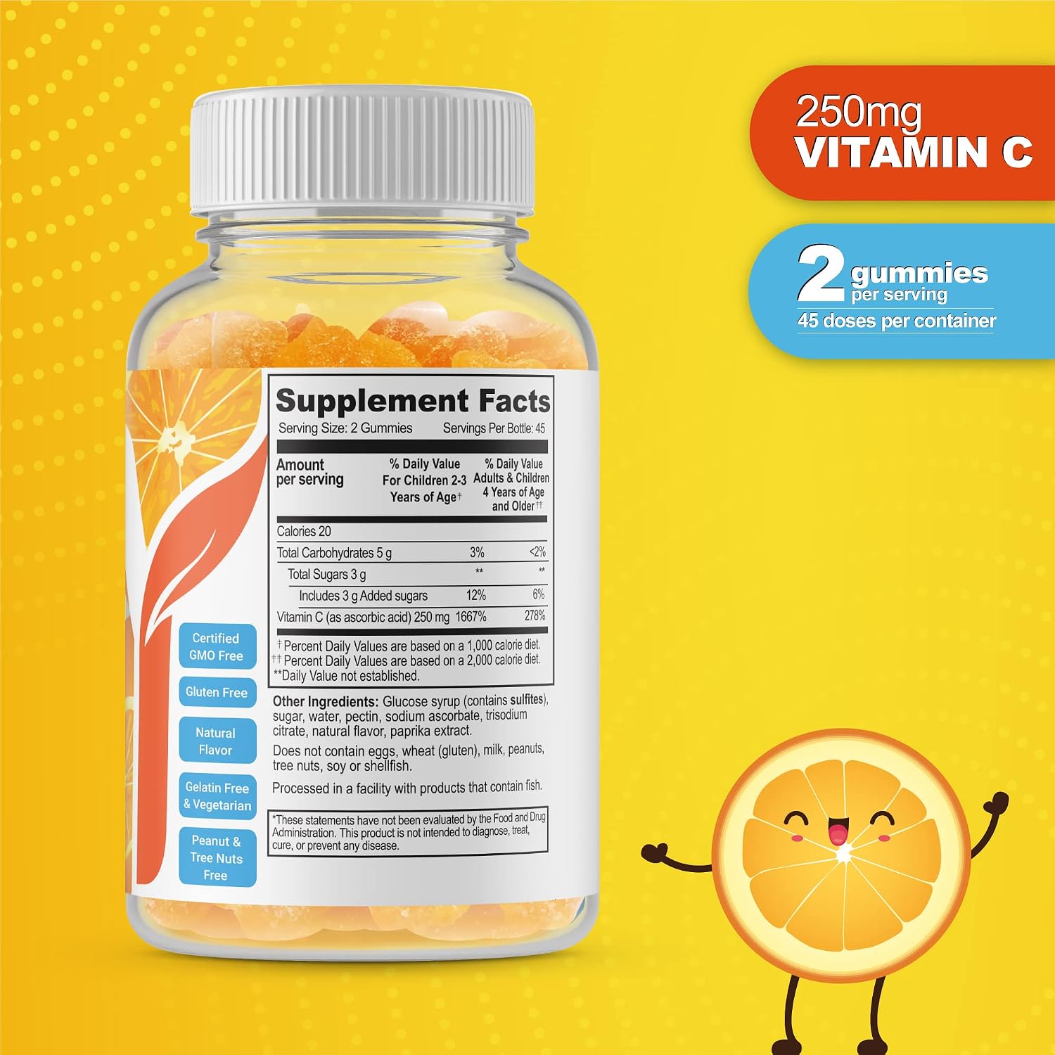 Doctors Finest Vitamin C Jellies for Kids – 250mg – Orange Flavour – 90 Jellies (45 Doses) - görsel 2
