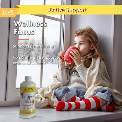 Buried Treasure Children's ACF Liquid Immune Support - Elderberry & Echinacea - Raspberry - Sugar Free - 473 ml