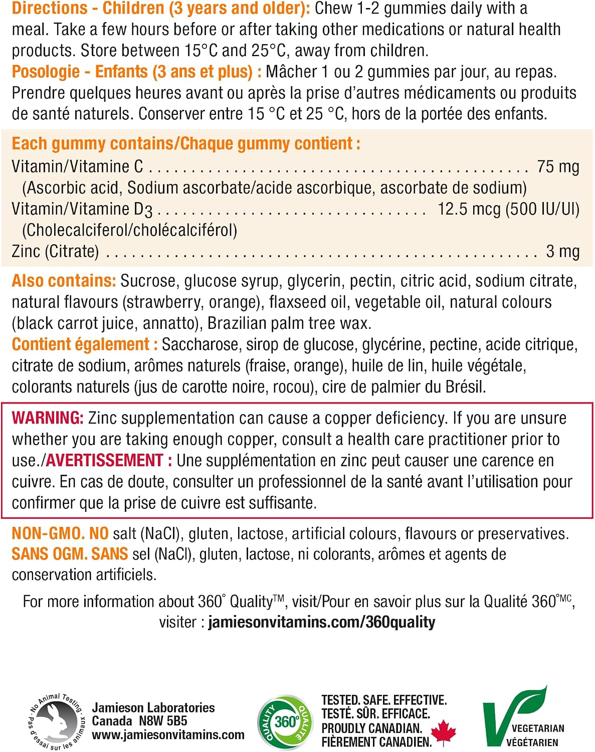 Jamieson Kids Vitamin C+D3 Gummies with Zinc - görsel 5