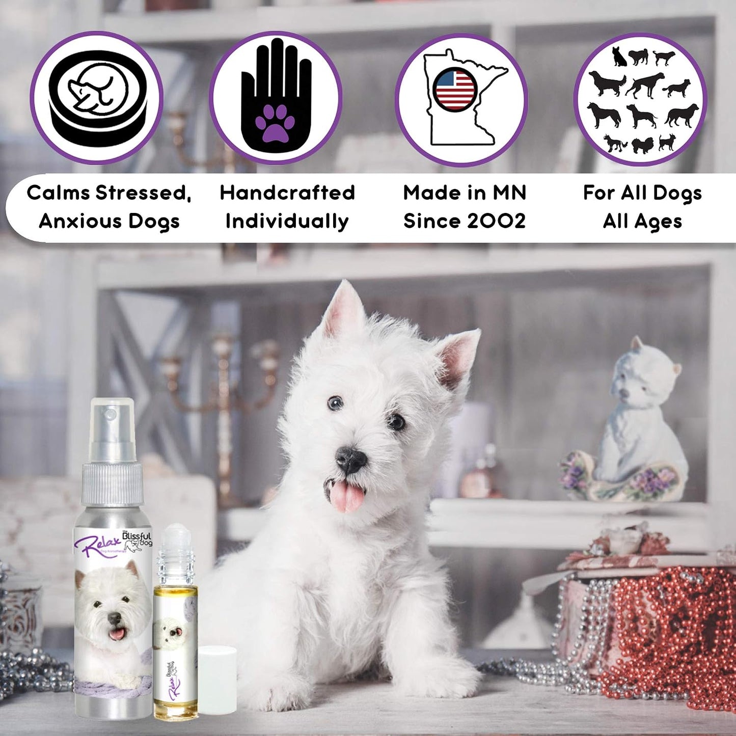 The Blissful Dog West Highland White Terrier Relax Dog Aromatherapy Spray for Dog Anxiety - görsel 3