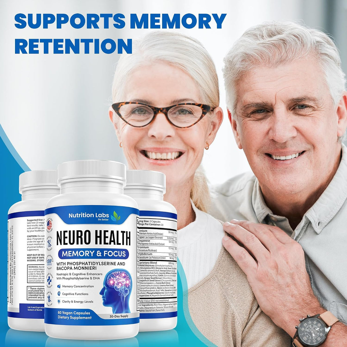 NUTRITION LABS BE BETTER Nootropic Brain Supplement - Memory & Focus Support with Bacopa Monnieri and B Vitamins - görsel 7