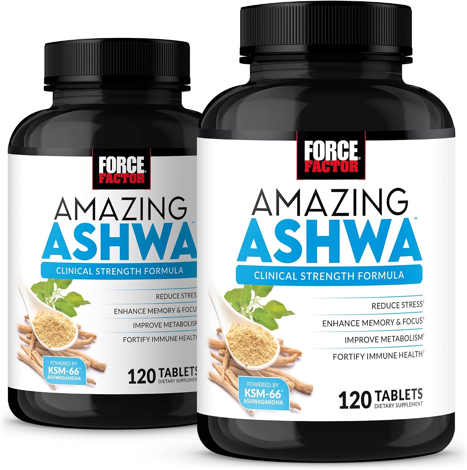 Force Factor Amazing Ashwa, KSM-66 Ashwagandha Supplement for Stress Relief, Focus, Memory, Immune Support, With Vitamins, Minerals & Antioxidants, Cortisol Supplements for Women, 240 Tablets (2-Pack) - görsel 1