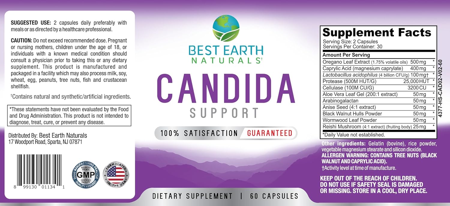 Best Earth Naturals Candida Support Supplement – Promote Natural Balance, 60 Capsules - görsel 3