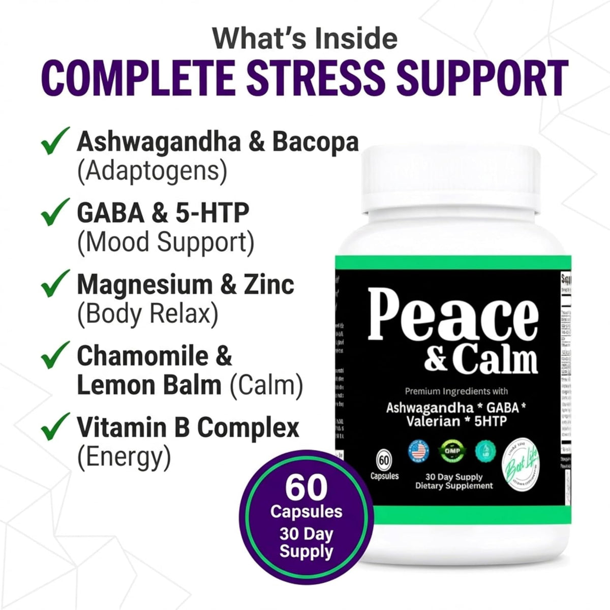 THIS LITTLE HOUSE OF MINE Peace and Calm – Stress Support Supplement (60 Capsules) - görsel 5