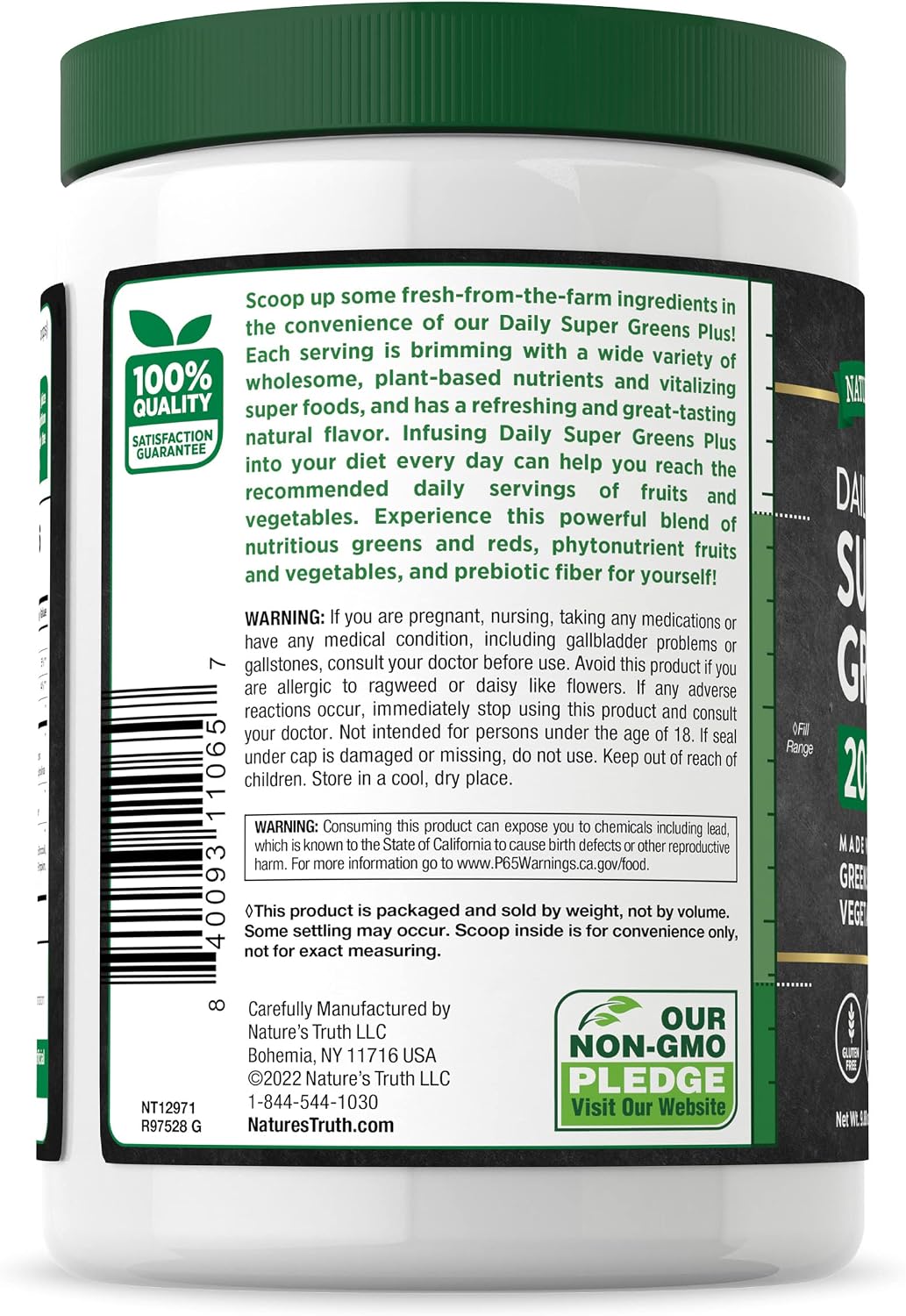 Nature's Truth Super Greens Superfood Powder – Fruit and Vegetables Blend, 280 g - görsel 7