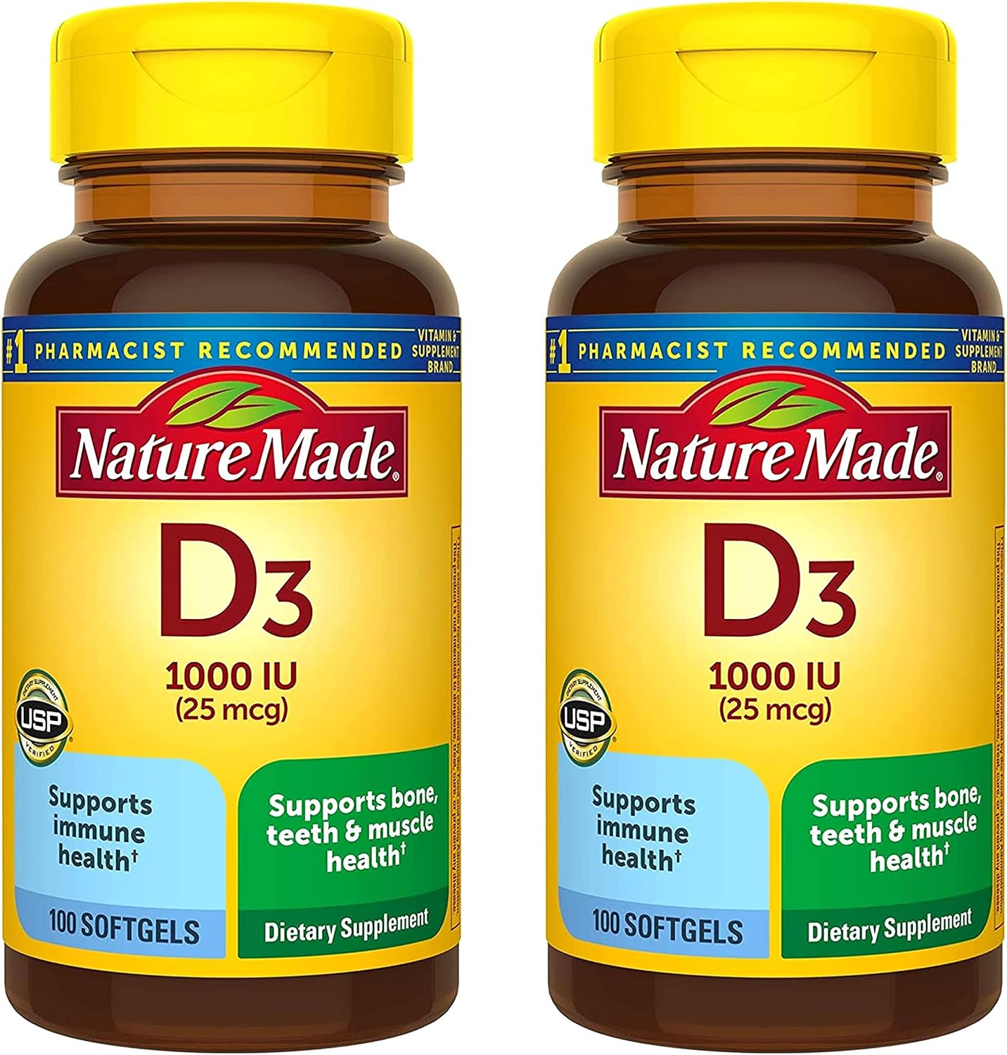 Nature Made Vitamin D3 1000 IU Liquid Softgels, 200 Count (Pack of 2) - görsel 1