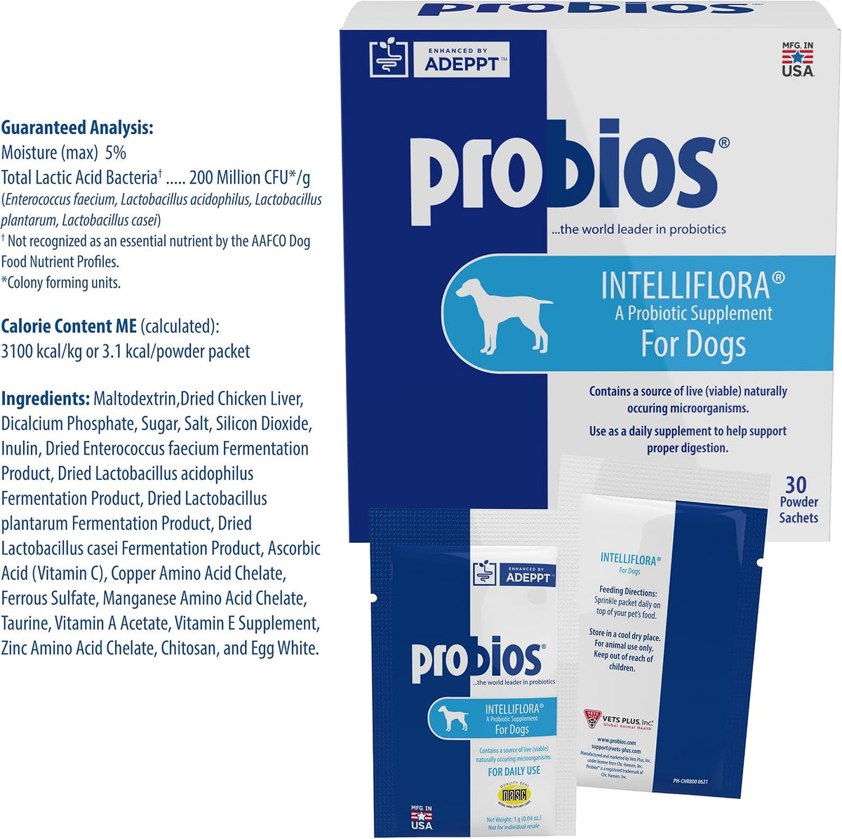 Probios Intelliflora Daily Probiotic Powder for Dogs – 200 Million CFU, Prebiotics, Chicken Liver, 30 Sachets - görsel 5