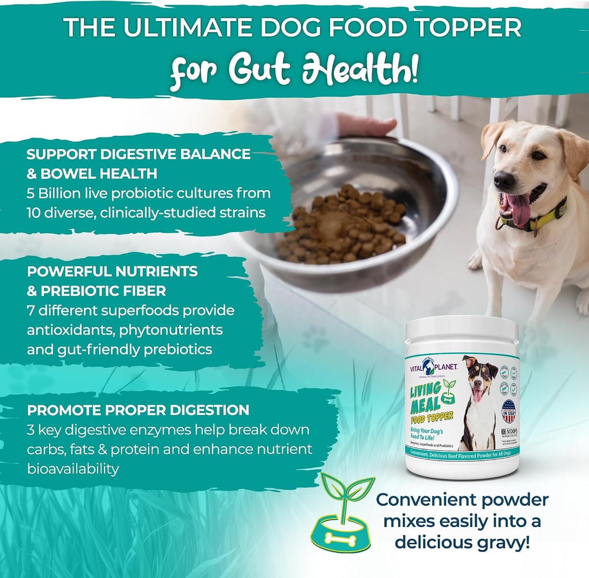 Vital Planet Pet Living Meal Dog Powder with Enzymes, Superfoods & Probiotics (111g, 30 Servings) - görsel 5