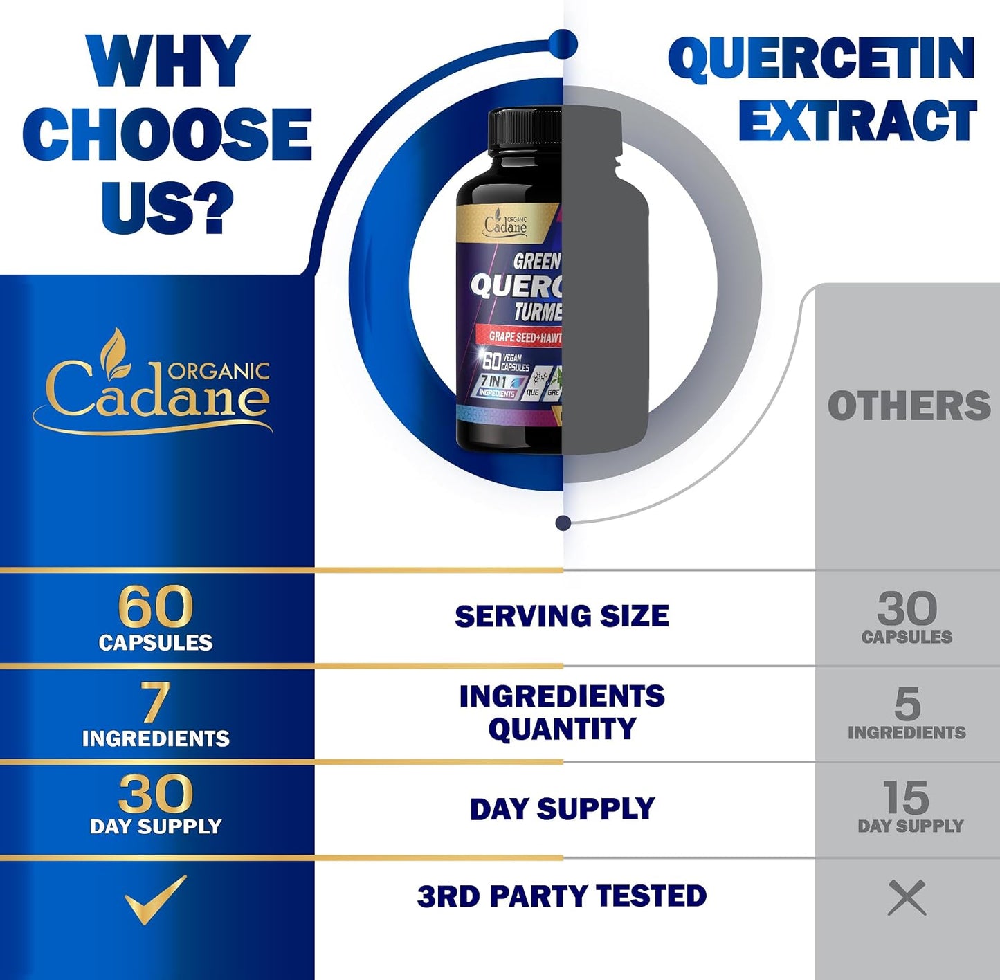 Organic Cadane Quercetin Supplements - 60 Superfood Capsules - görsel 8