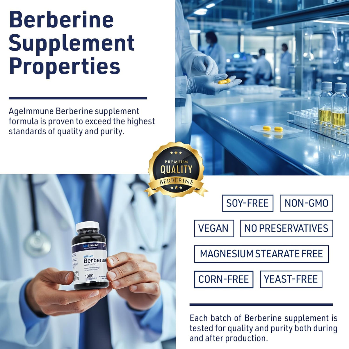 Berberine 1000mg Supplement Complex with Inulin Prebiotic - Berberine HCL 500mg per Capsule - Doctor Formulated and Third Party Tested - görsel 6