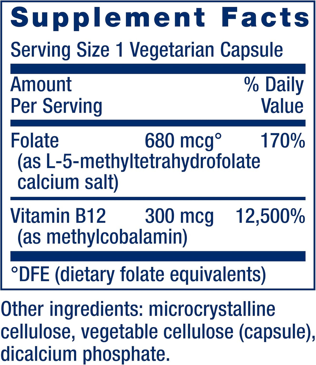 Life Extension BioActive Folate & Vitamin B12 - 90 Capsules - görsel 3