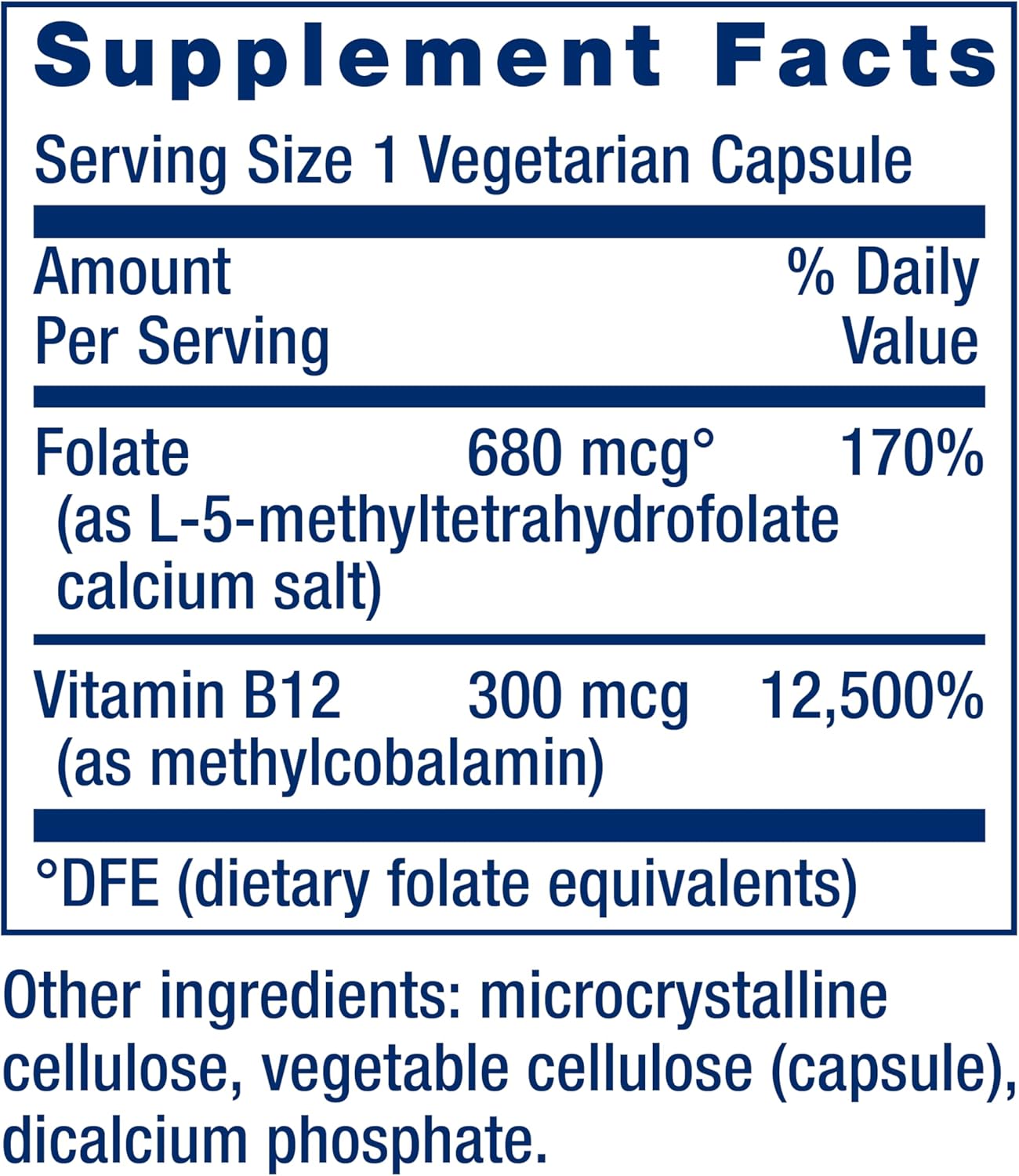 Life Extension BioActive Folate & Vitamin B12 - 90 Capsules - görsel 3