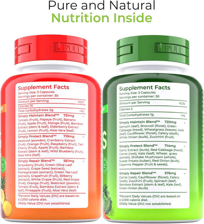 TM NATURALS Fruit and Veg Supplement - Super Fruits and Vegetables Capsules, 90 Capsules (Pack of 2)