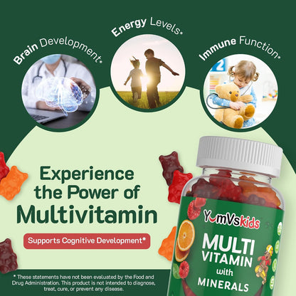 YumVs Kids Multivitamin Gummies - Fruit Flavoured - 120 Count