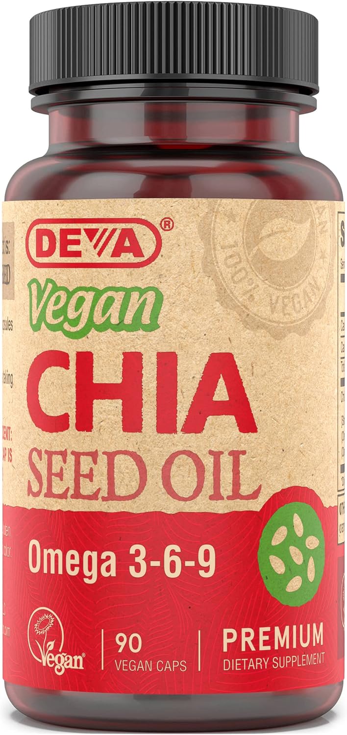 DEVA Vegan Vitamins Chia Seed Oil, Omega 3, 6, 9 & Essential Fatty Acids, Cold-Pressed & Unrefined, 90 Capsules (2-Pack) - görsel 7