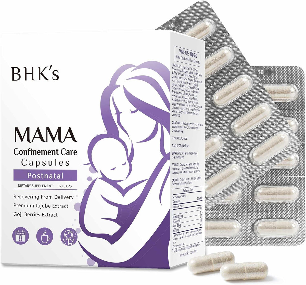 BHK's Postnatal Vitamins for Postpartum Recovery, 60 Capsules - görsel 1
