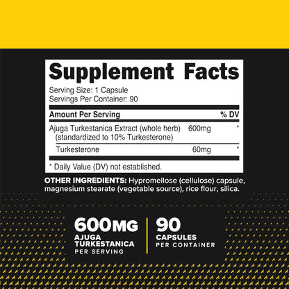 Primaforce Turkesterone 600mg, 90 Capsules - Non-GMO & Gluten-free Supplement