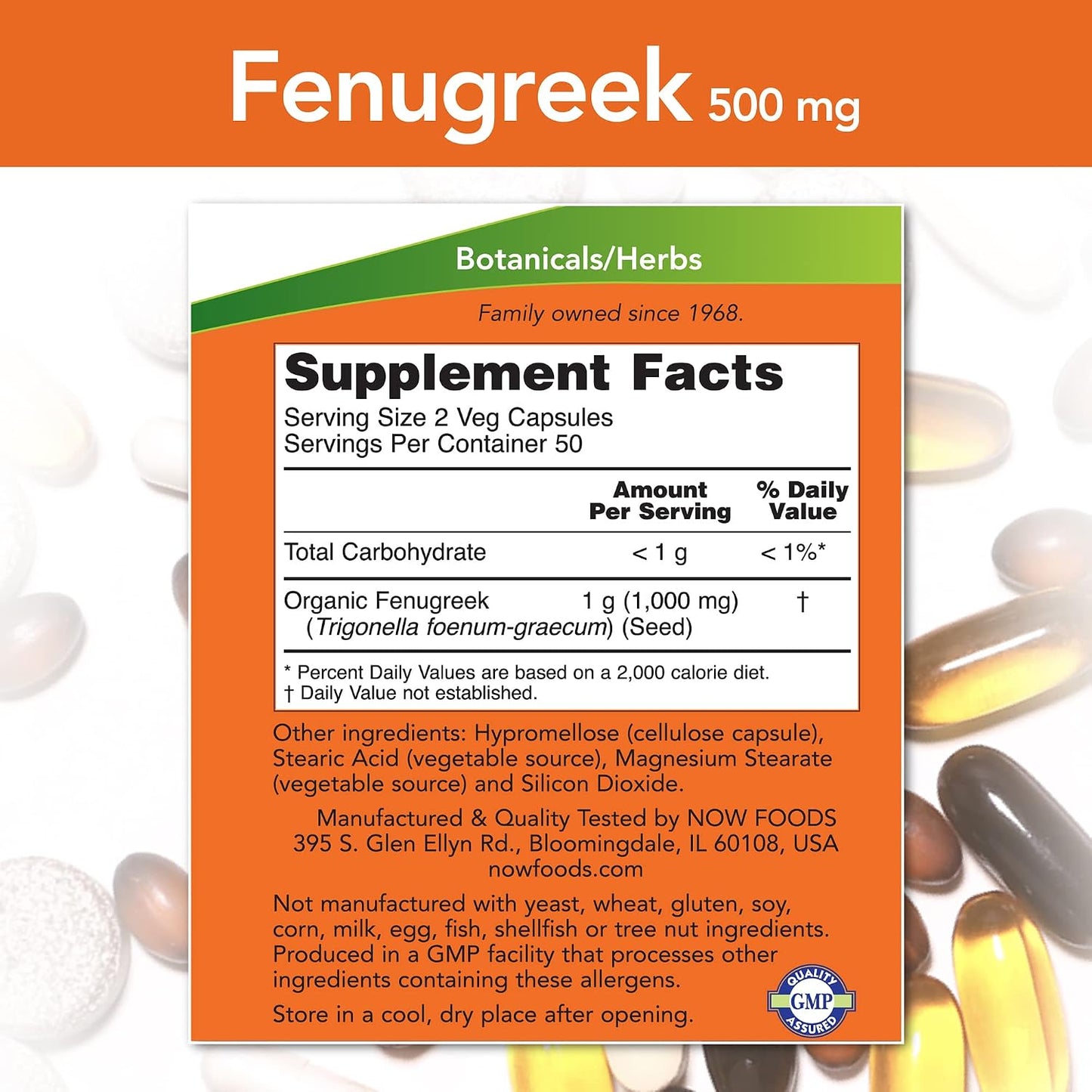 NOW Foods Fenugreek 500 mg Caps, 2 pk - görsel 2