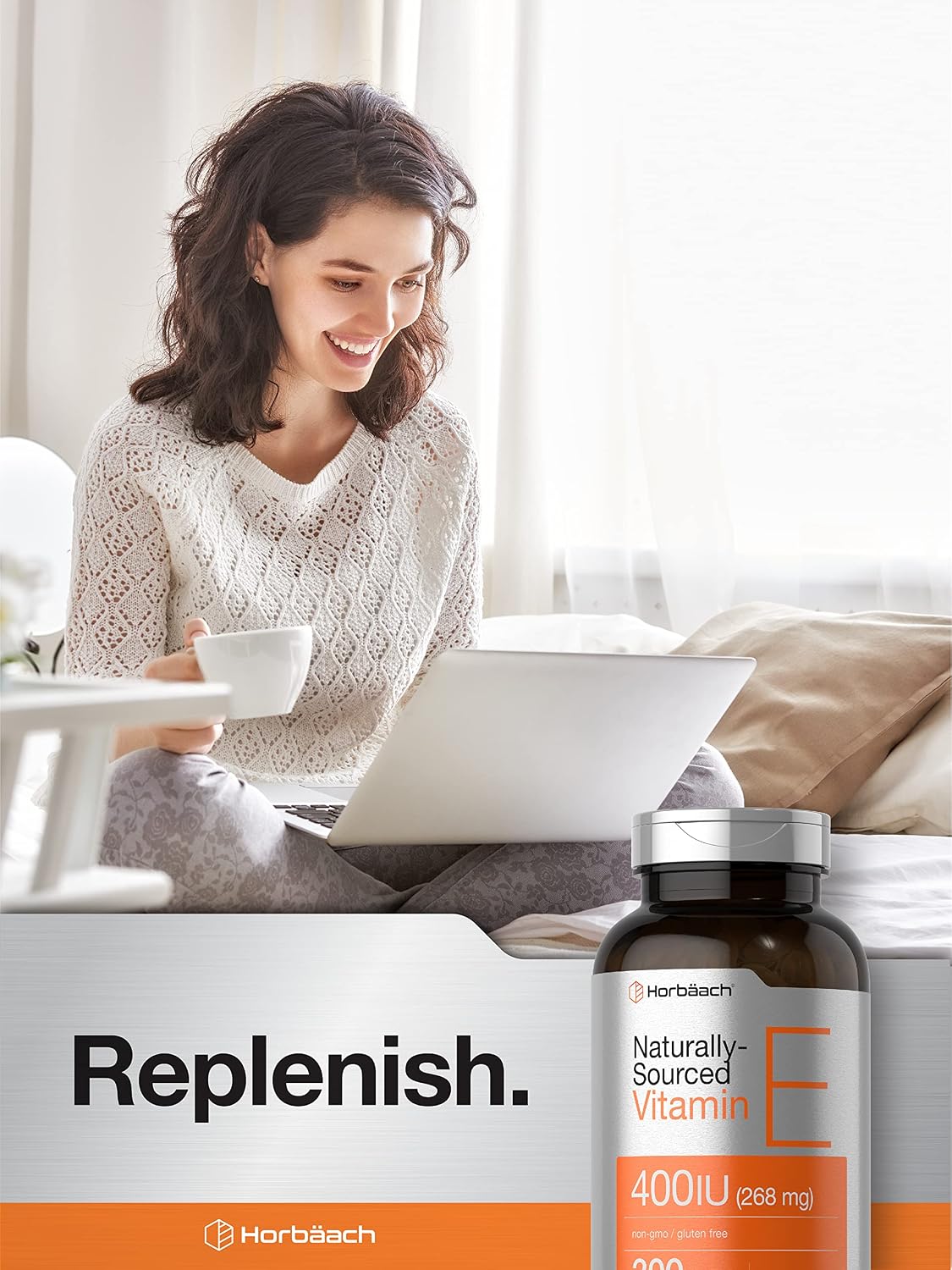 Horbäach Vitamin E Supplement | 400 IU (268mg) | 300 Soft gel capsule Capsules | d-Alpha Tocopherol | Non-GMO & Gluten-free Formula - görsel 6