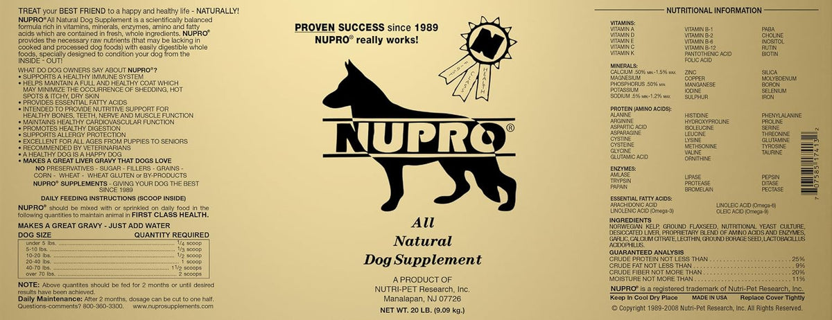 NUPRO Natural Dog Supplement, 9 kg - görsel 2