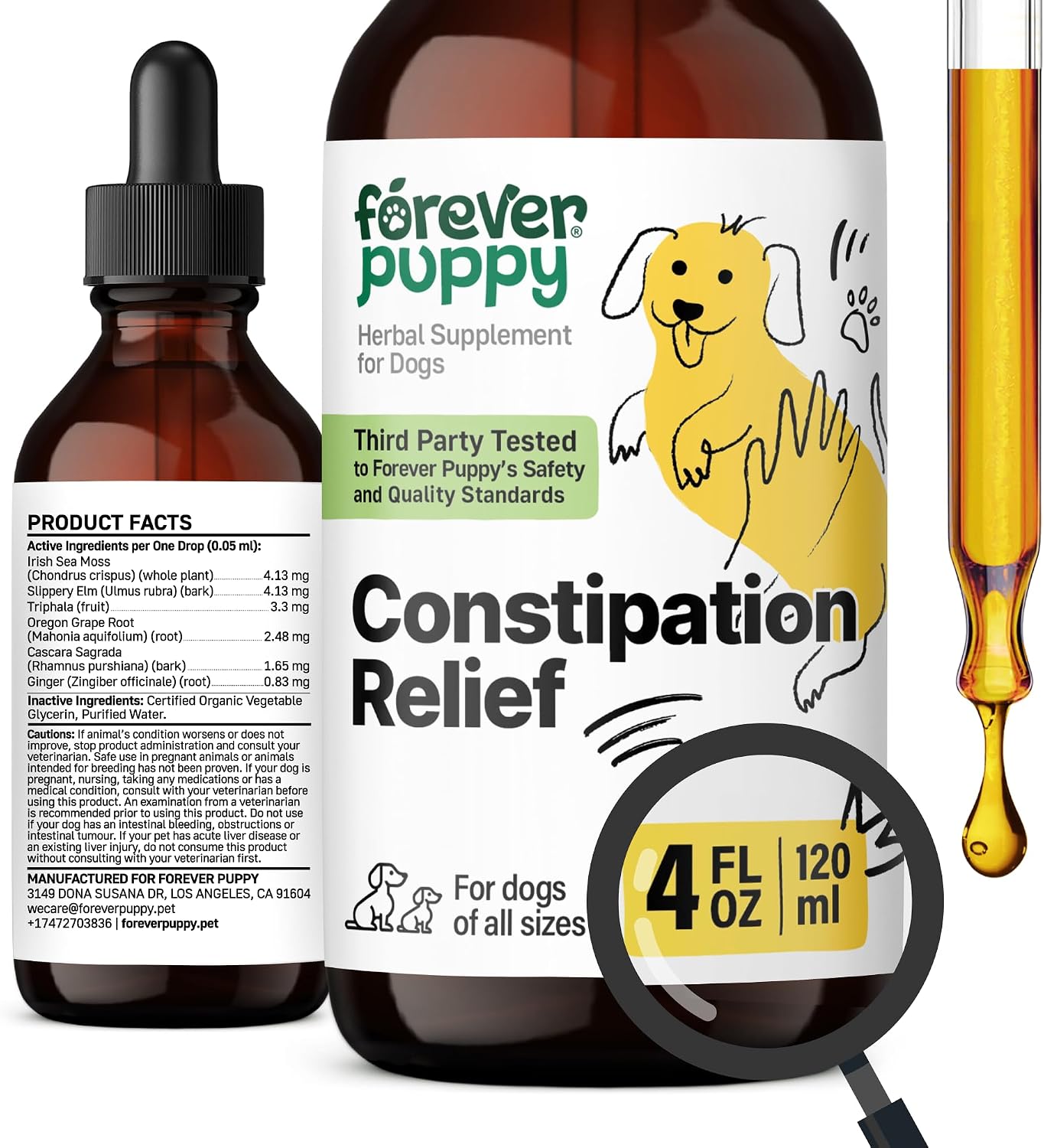 Forever Puppy Constipation Relief for Dogs, 118 ml | Stool Ease Supplement, Sea Moss & Slippery Elm, Digestive Health Support, Fibre & Vitamins, All Breeds & Sizes - görsel 1