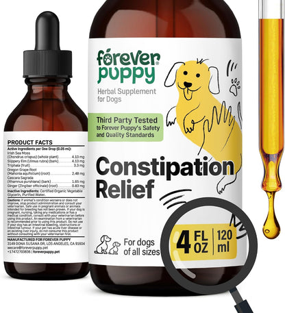 Forever Puppy Constipation Relief for Dogs, 118 ml | Stool Ease Supplement, Sea Moss & Slippery Elm, Digestive Health Support, Fibre & Vitamins, All Breeds & Sizes