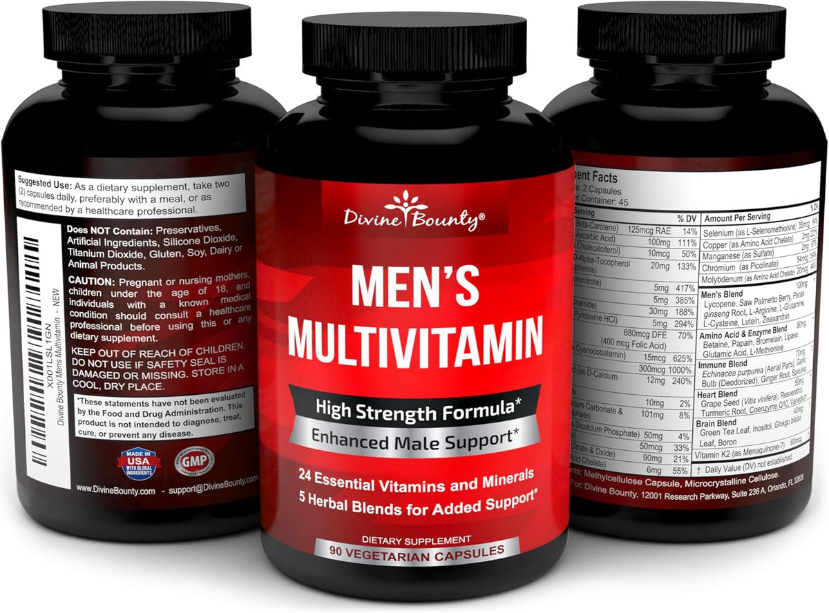 Men's Multivitamin – Daily Multivitamin for Men with Essential Vitamins & Minerals – 90 Vegetarian Capsules - görsel 4