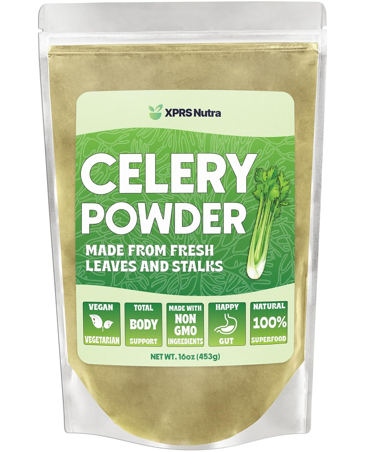 XPRS Nutra Celery Powder - Fresh Powder Antioxidant - Premium Celery, Vegan Friendly (454 g) - görsel 1