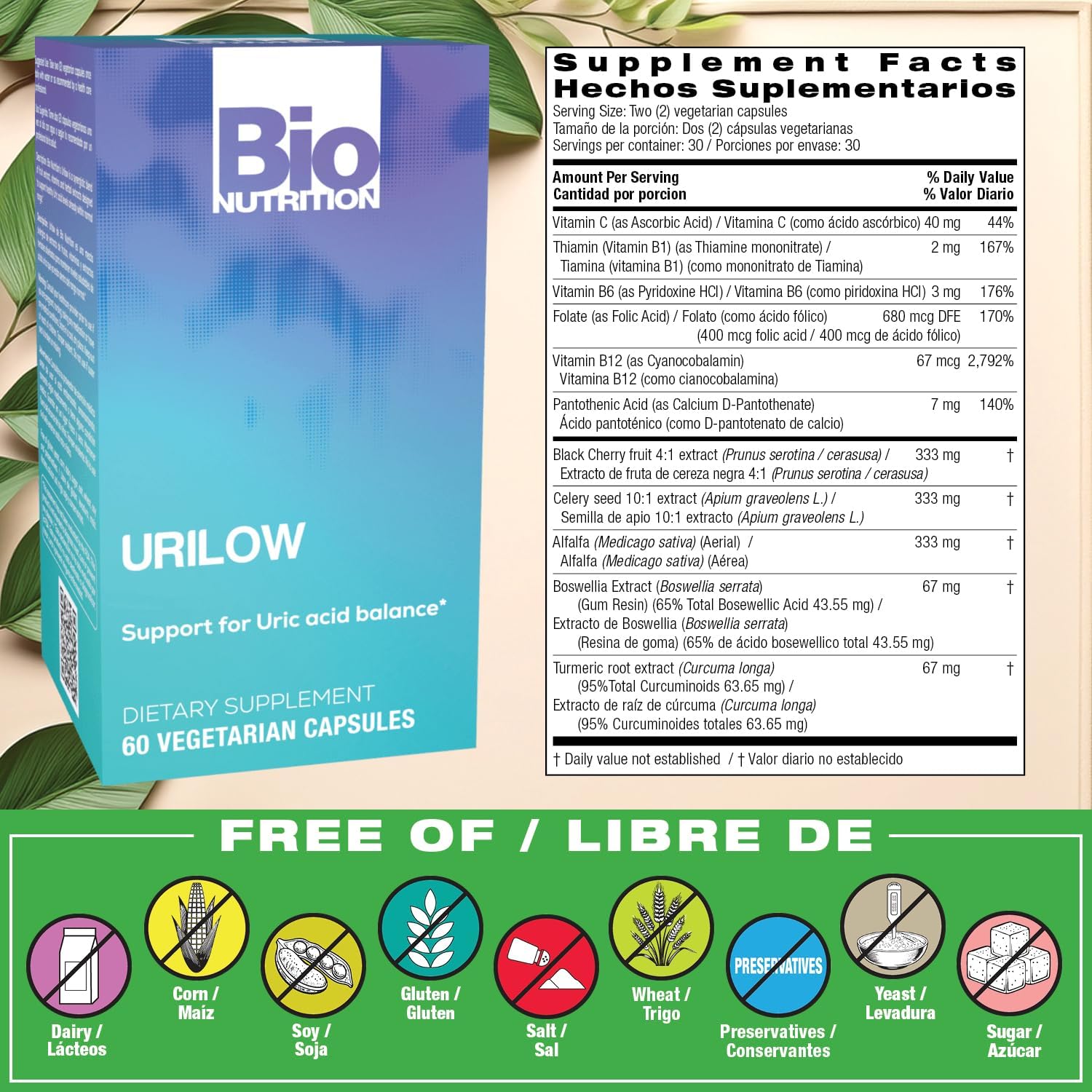 Bio Nutrition Urilow, 60 Vegetarian Capsules - görsel 2