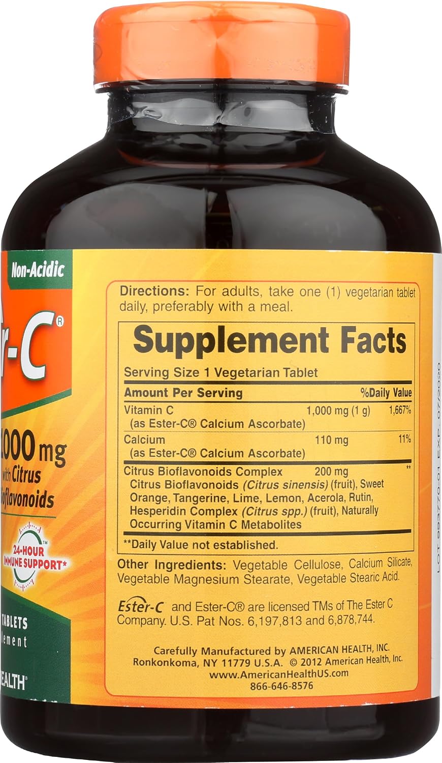 American Health Ester-C 1000mg with Citrus Bioflavonoids, 180 Caplets - görsel 6
