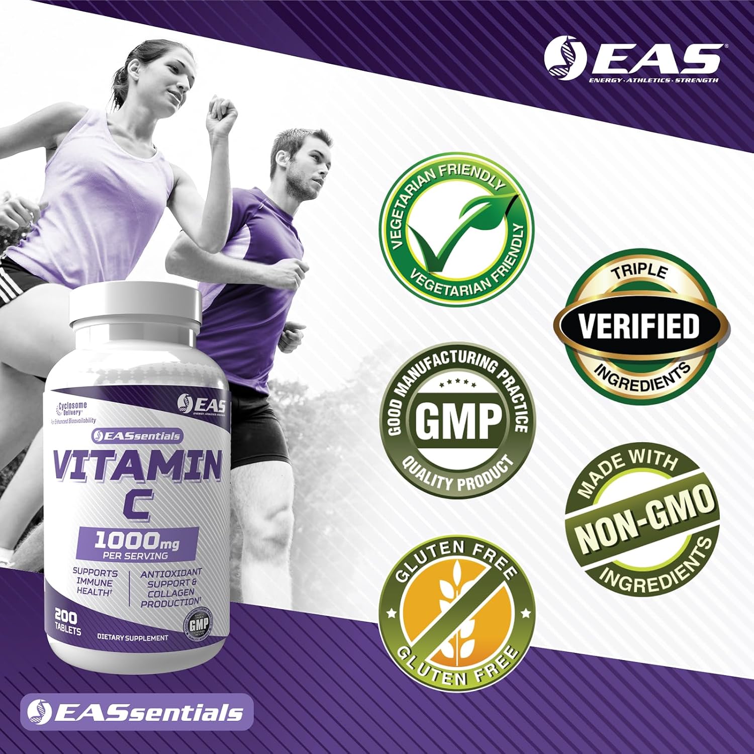 EAS Vitamin C 1000mg | Supports Normal Immune Function & Collagen Formation | High Strength Antioxidant | Enhanced Absorption with Cyclosome Technology | 200 Tablets - görsel 3