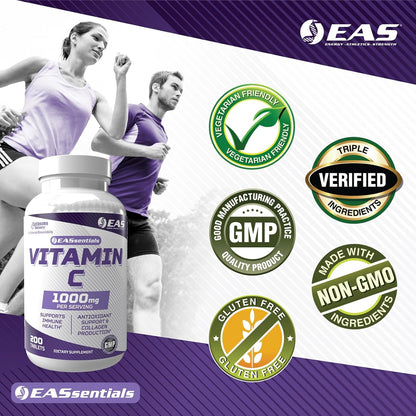 EAS Vitamin C 1000mg | Supports Normal Immune Function & Collagen Formation | High Strength Antioxidant | Enhanced Absorption with Cyclosome Technology | 200 Tablets